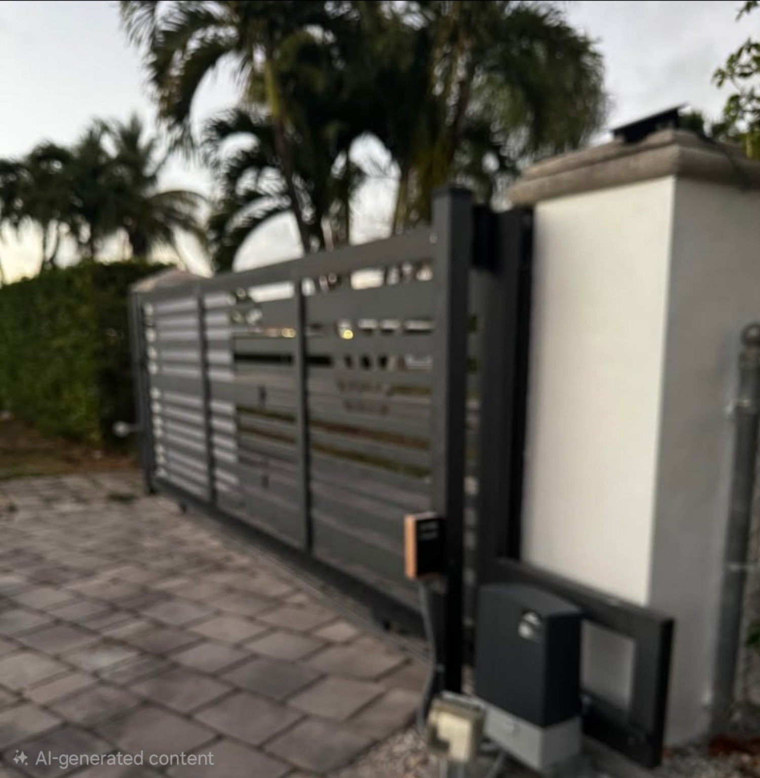 Modern sliding driveway gate and motor